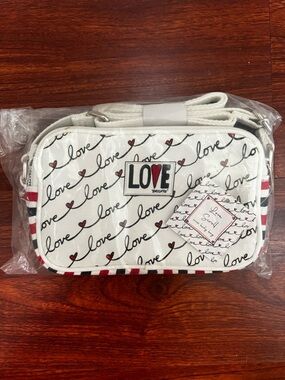 Brighton White 'Love' Script Crossbody with Red Heart Details